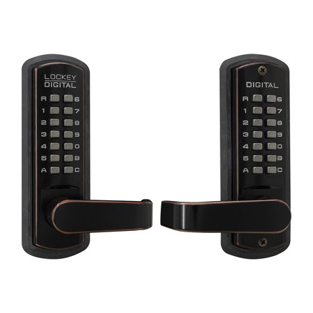 LOCKEY Mechanical Keyless Lever Lock W/ Passage Function Double Combination Oil Rubbed Bronze 3835DC-OIL
